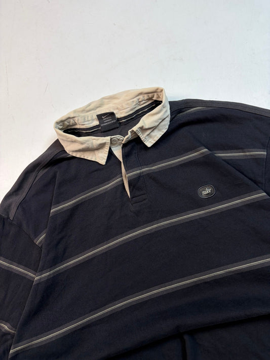 Vintage Y2K Nike striped rugby polo shirt (XL)