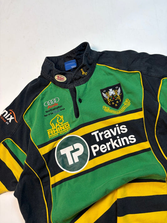 Vintage Northampton Saints 2008/09 short sleeve Rhino rugby union shirt (L)