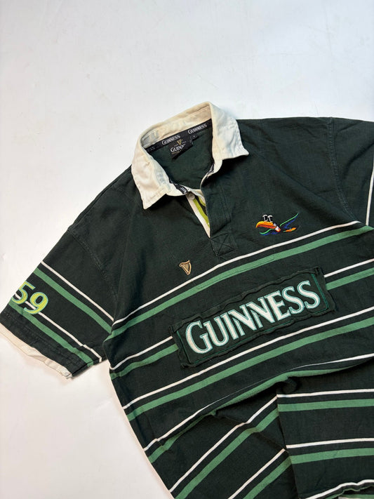 Vintage Guinness beer striped rugby polo shirt (M)