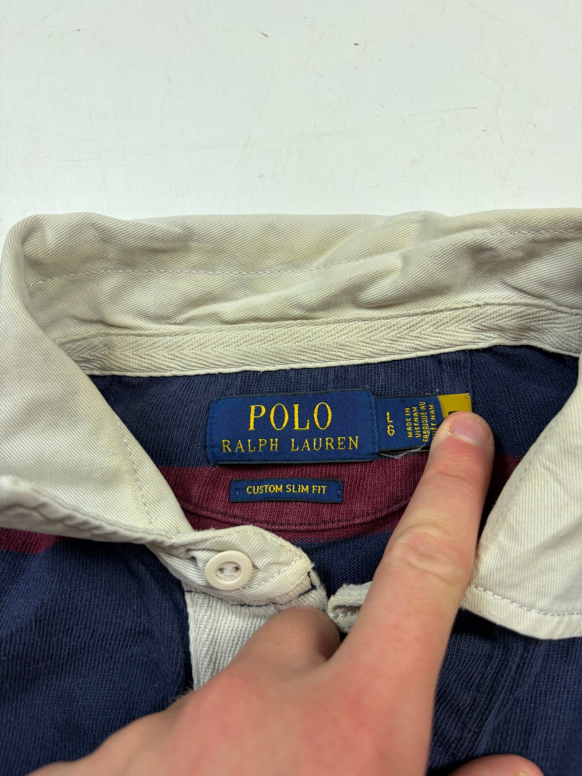 Vintage Y2K Ralph Lauren striped rugby polo shirt (L)