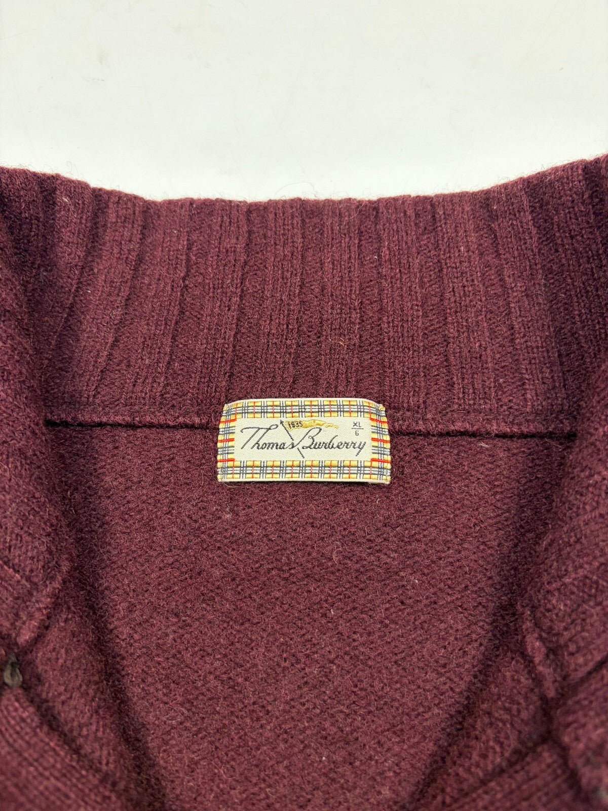 Vintage 90s Burberry full zip wool knit sweater (XL)