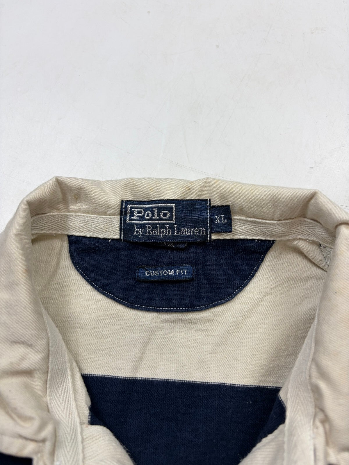 Vintage Ralph Lauren striped short sleeve rugby polo shirt (XL)