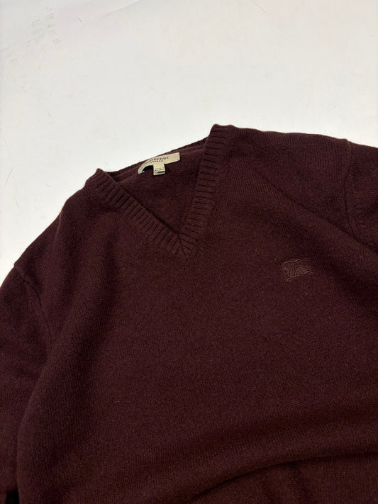 Burberry v neck wool knit sweater (S)