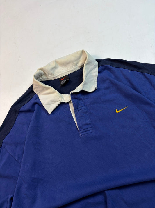 Vintage 90s Nike mini swoosh rugby polo shirt (L)