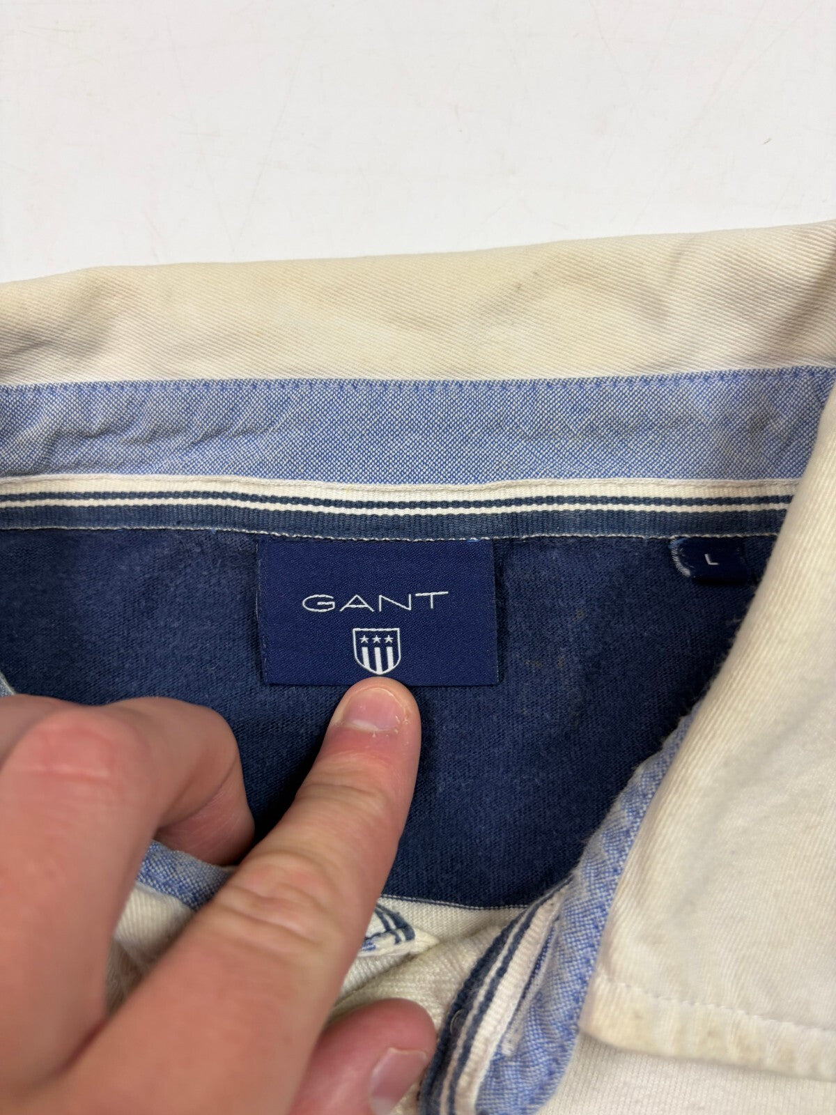 Gant striped rugby polo shirt (L)