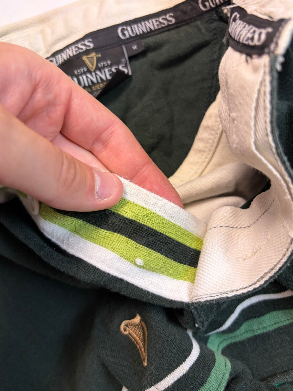 Vintage Guinness beer striped rugby polo shirt (M)