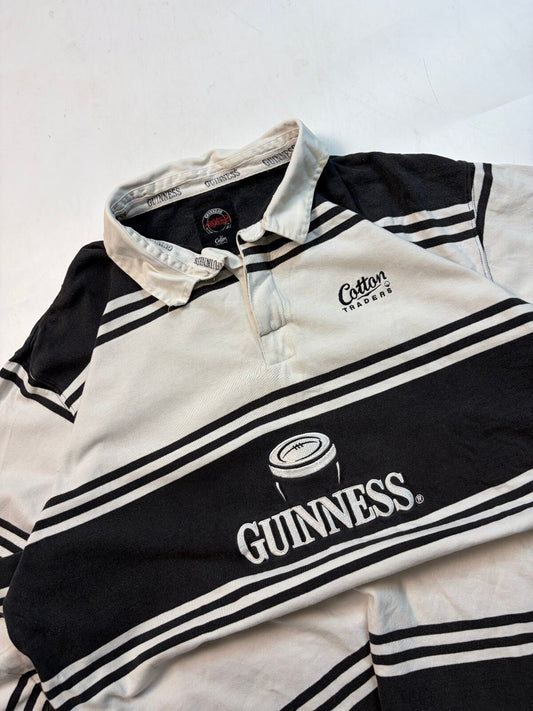 Vintage Guinness beer striped rugby polo shirt (XXL)