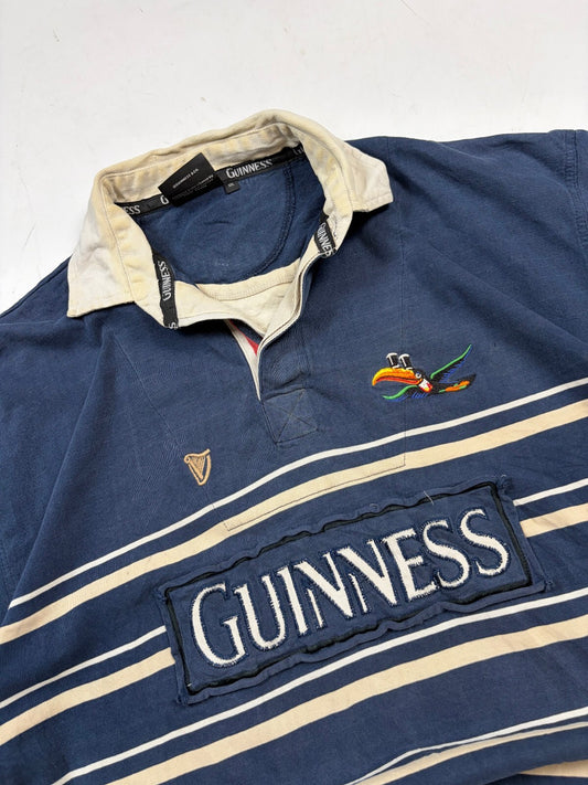 Vintage Guinness beer striped rugby polo shirt (XXL)