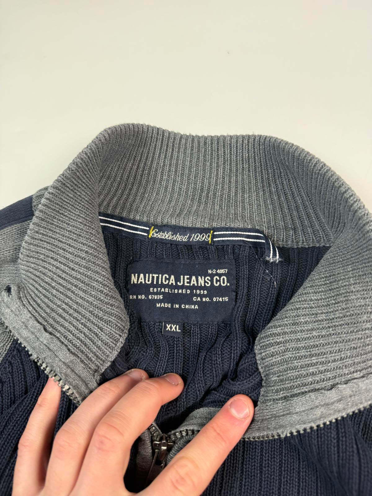 Vintage Nautica jeans quarter zip fisherman knit sweater (XXL)