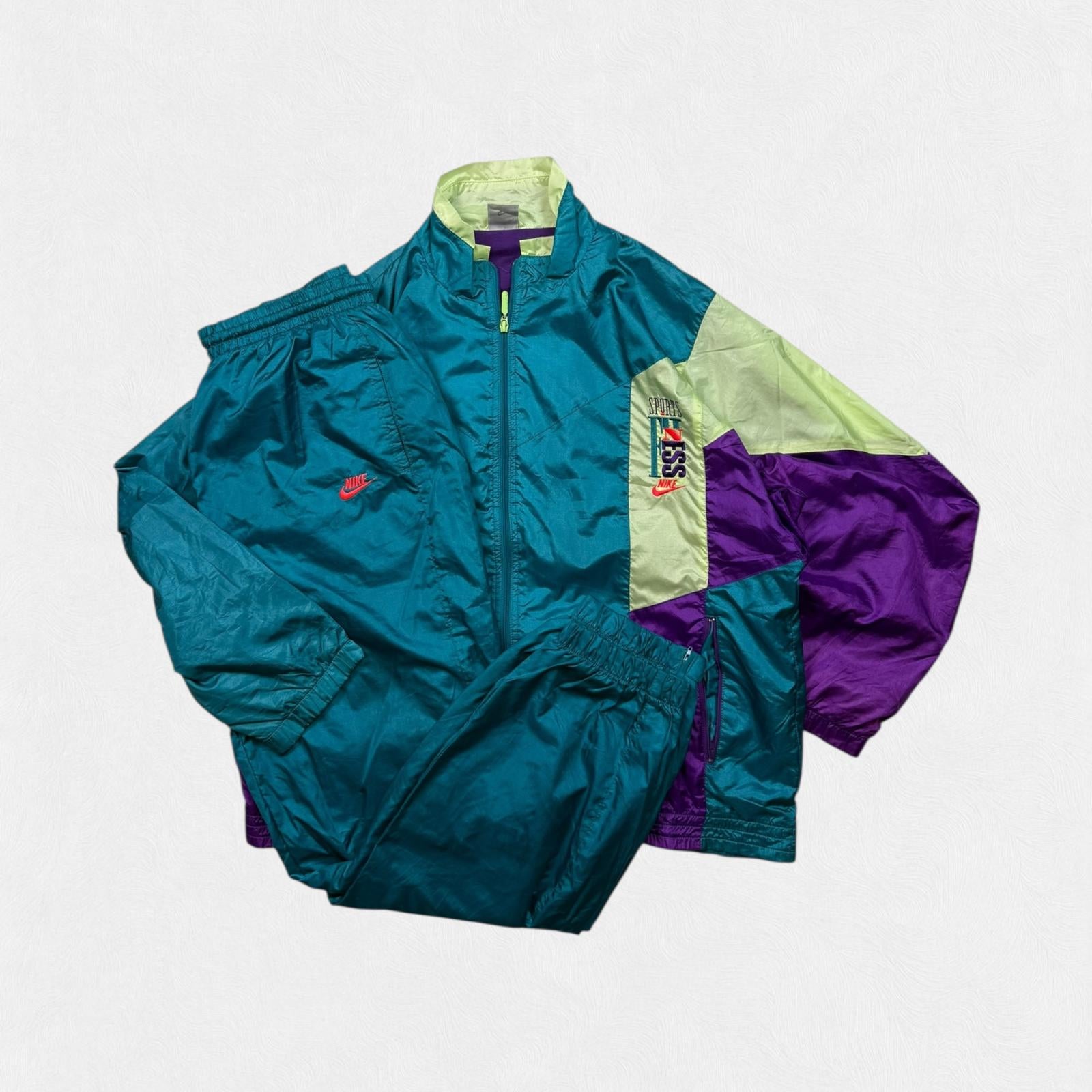 Vintage 90s Nike sports & fitness colour block tracksuit (L)
