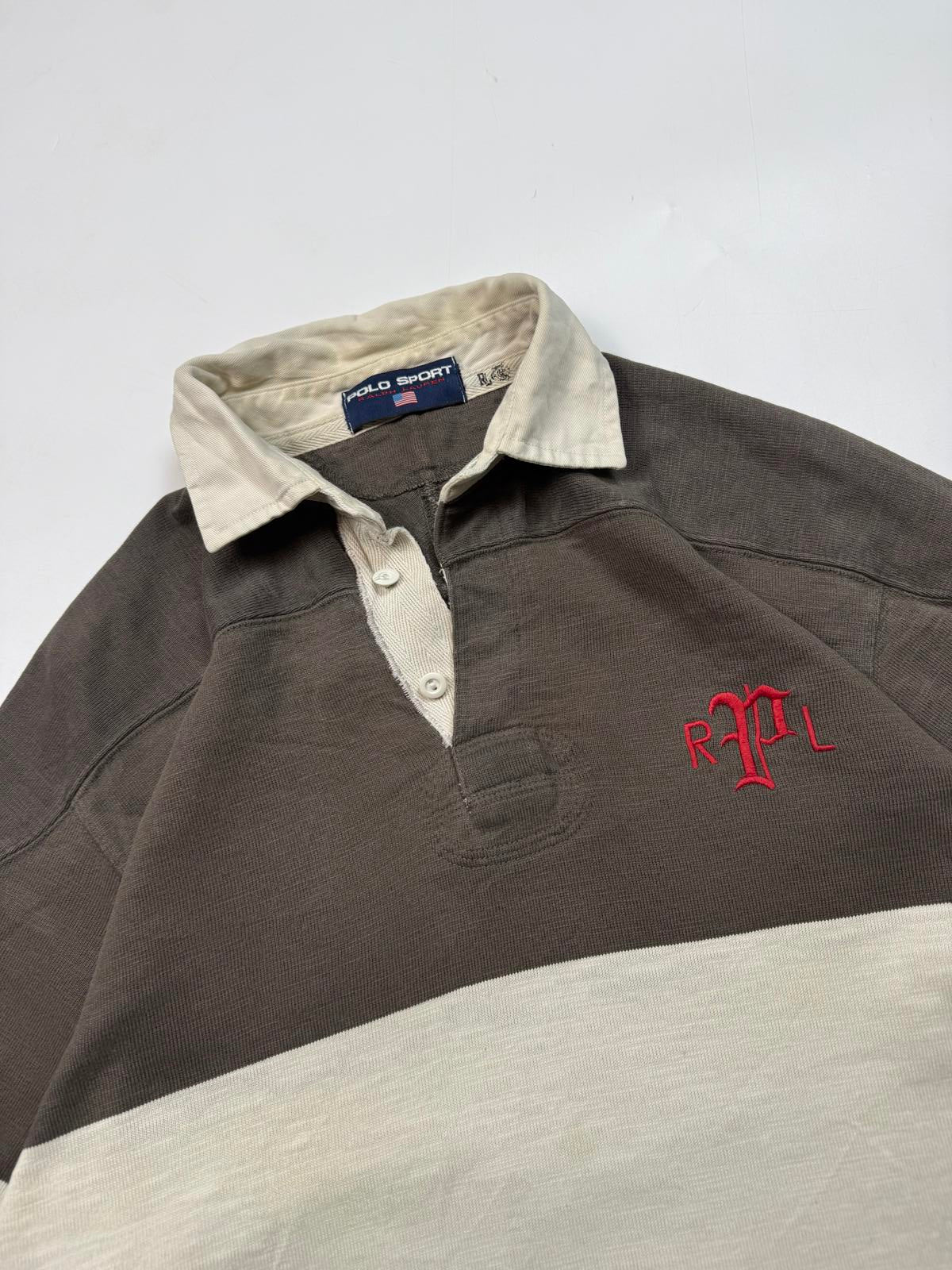 Vintage 90s Polo Sport Ralph Lauren striped rugby polo shirt (L)