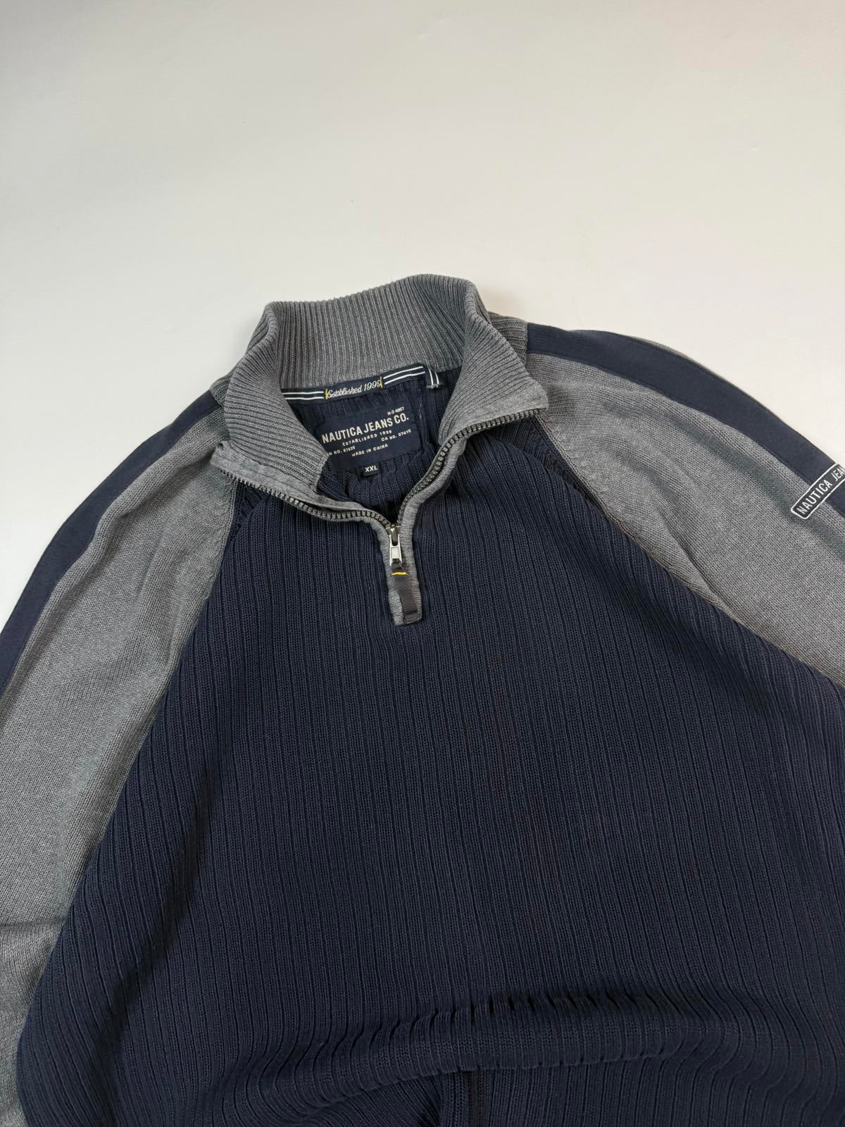 Vintage Nautica jeans quarter zip fisherman knit sweater (XXL)
