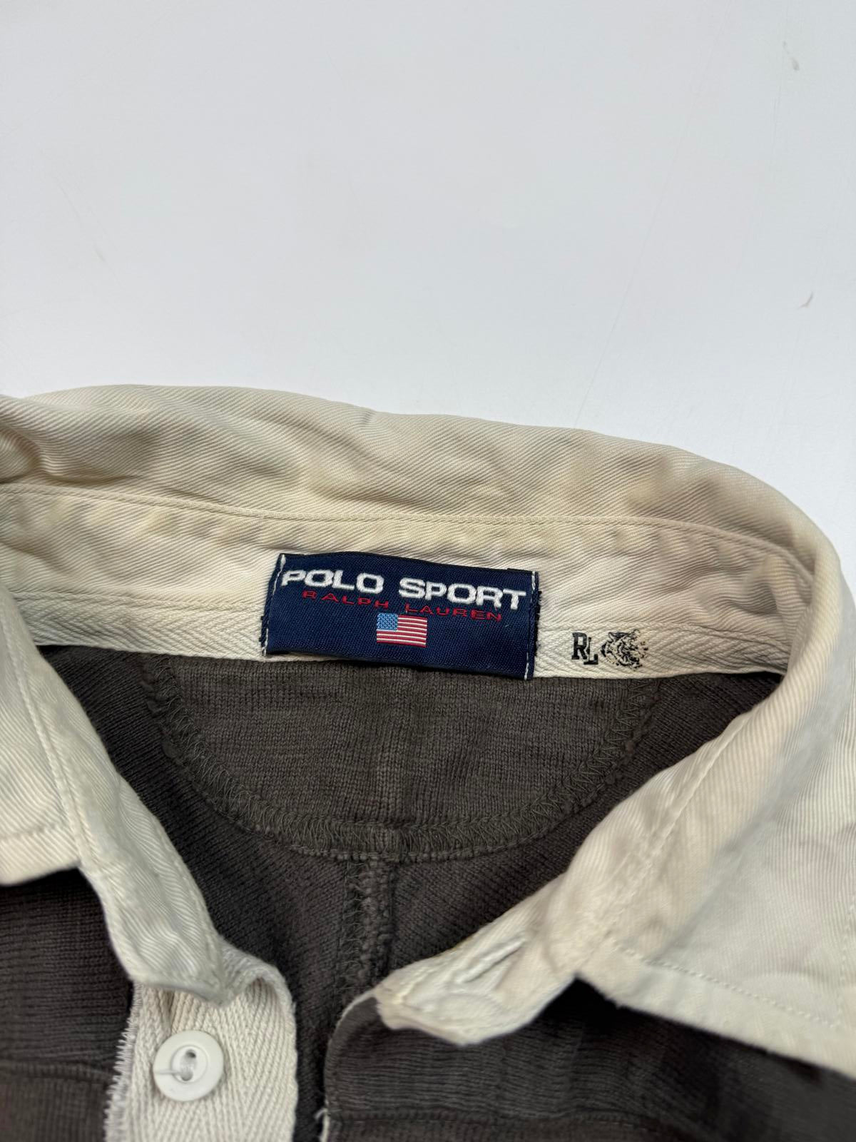 Vintage 90s Polo Sport Ralph Lauren striped rugby polo shirt (L)