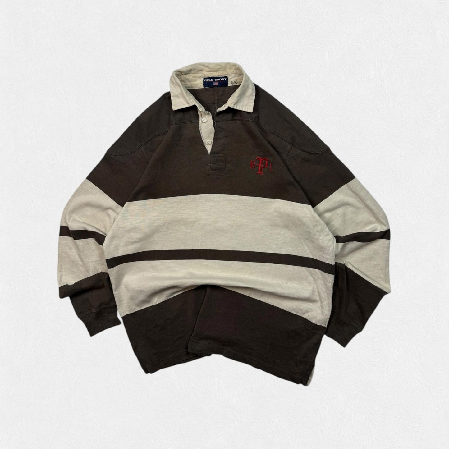 Vintage 90s Polo Sport Ralph Lauren striped rugby polo shirt (L)