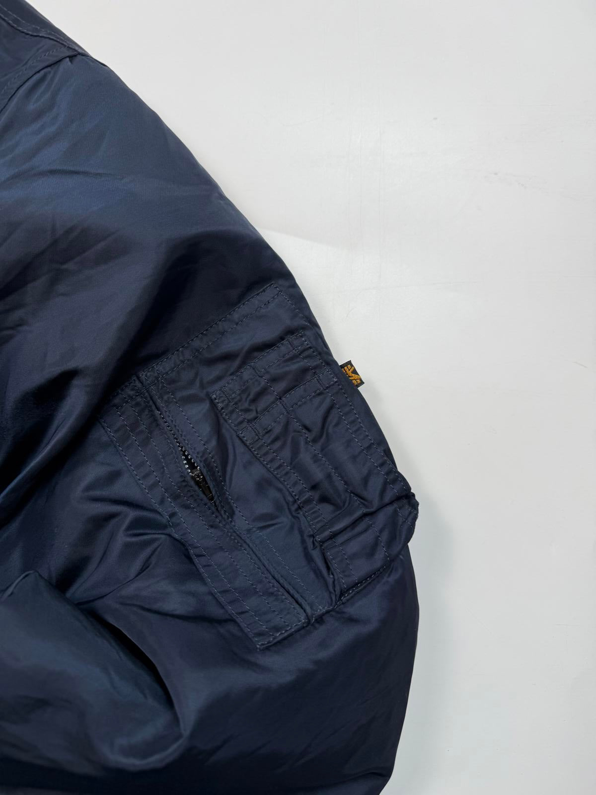 Vintage Alpha Industries collared CWU Military bomber jacket (L)