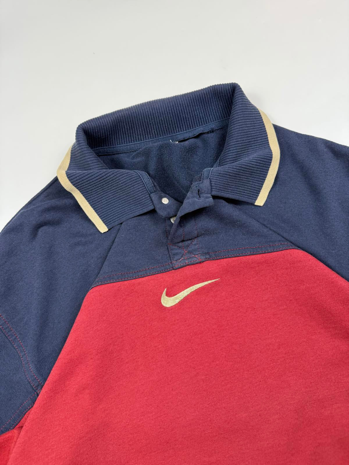 Vintage 90s Nike centre swoosh collared jumper (XXL)