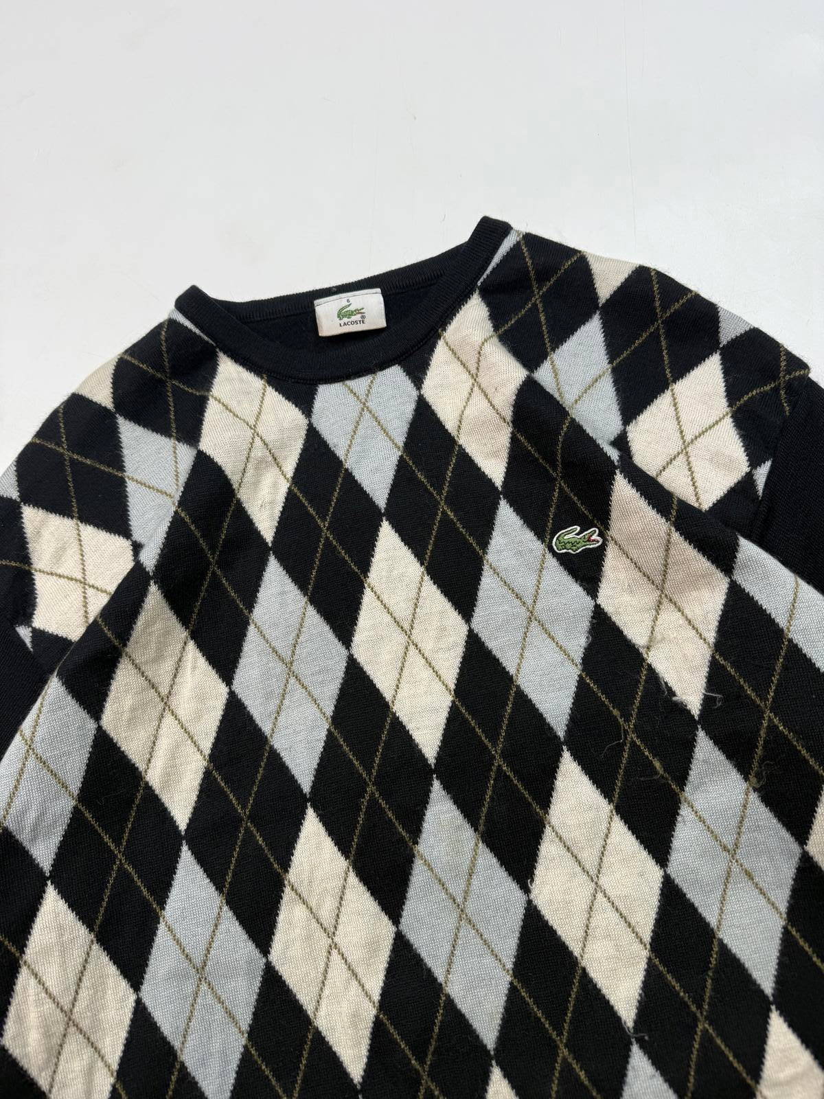 Vintage Lacoste diamond check knit sweater (L)