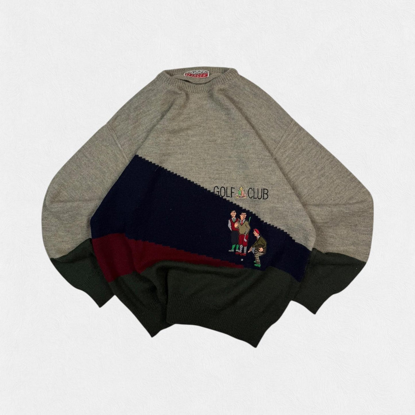 Vintage 90s Abstract golf wool knit sweater (XL)