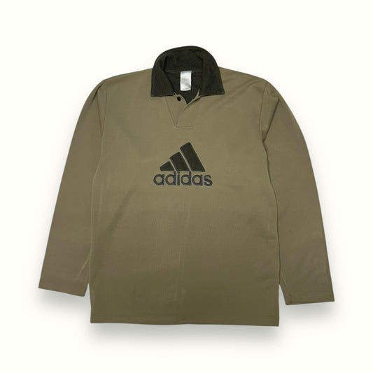 Adidas big logo collared sweatshirt 90s beige