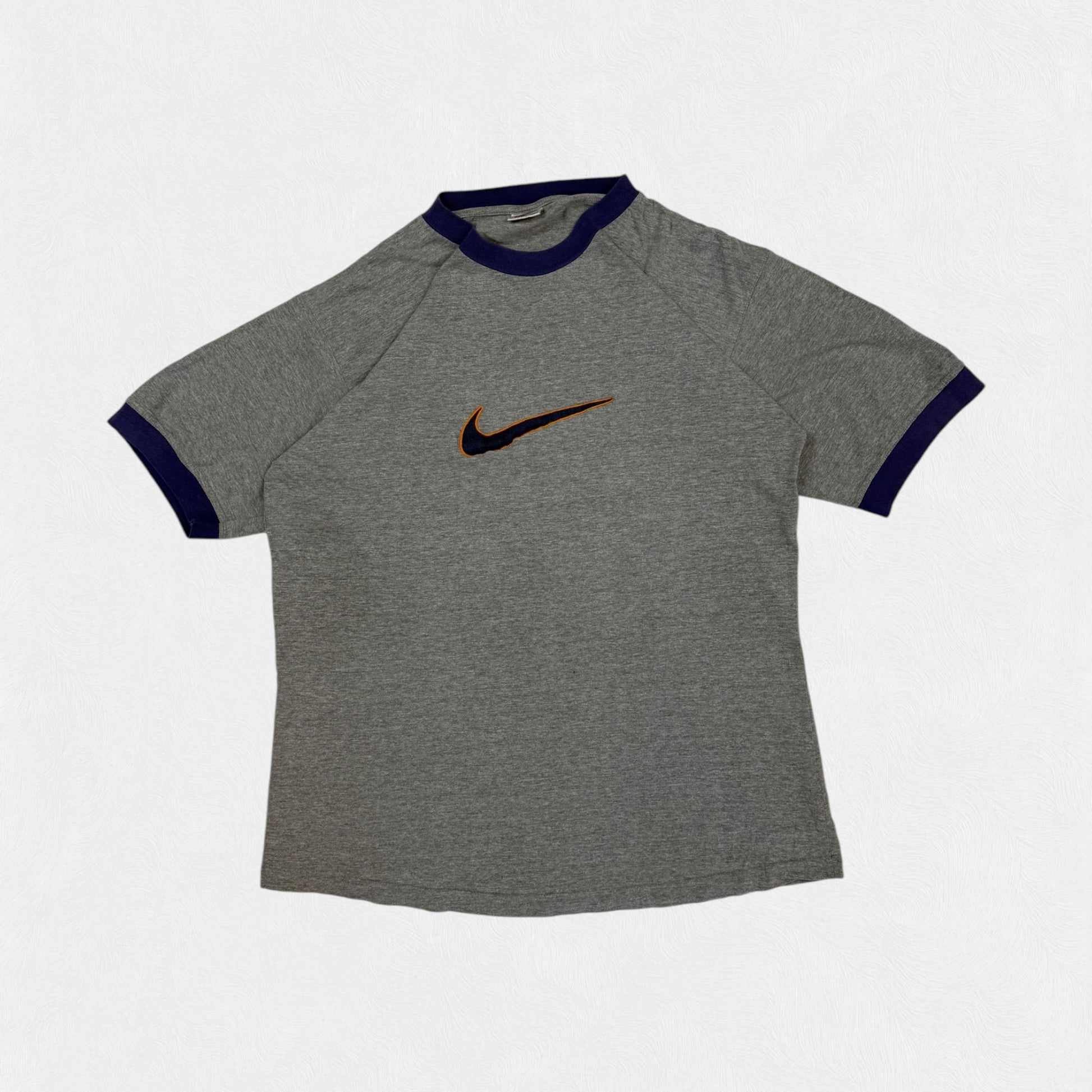Vintage 1990s Nike centre swoosh ringer tee grey