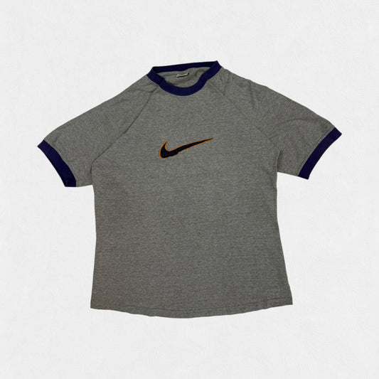 Vintage 1990s Nike centre swoosh ringer tee grey