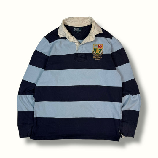 Polo Ralph Lauren 1990s striped rugby polo shirt light blue and navy