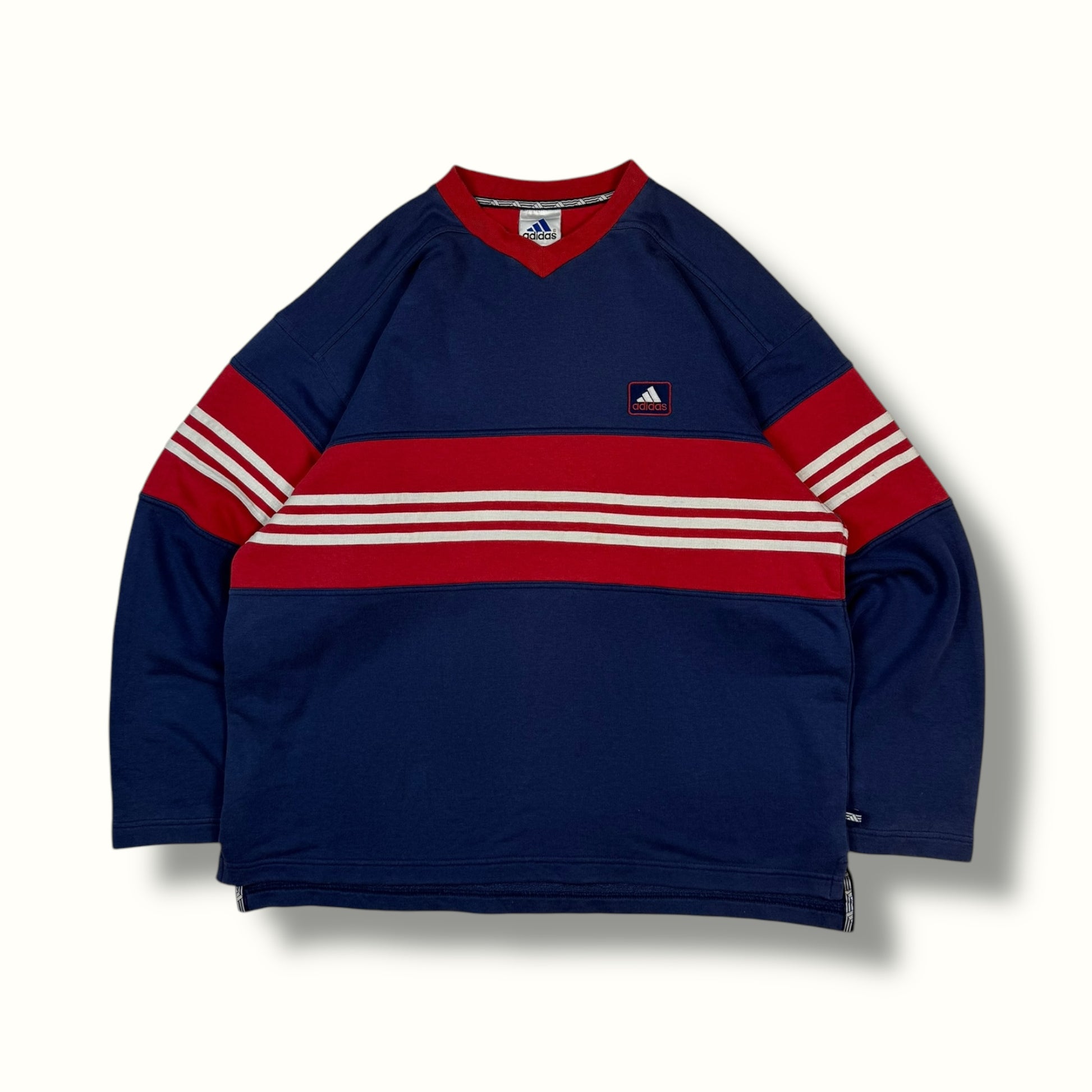 Vintage 1990s adidas colour block sweat blue and red