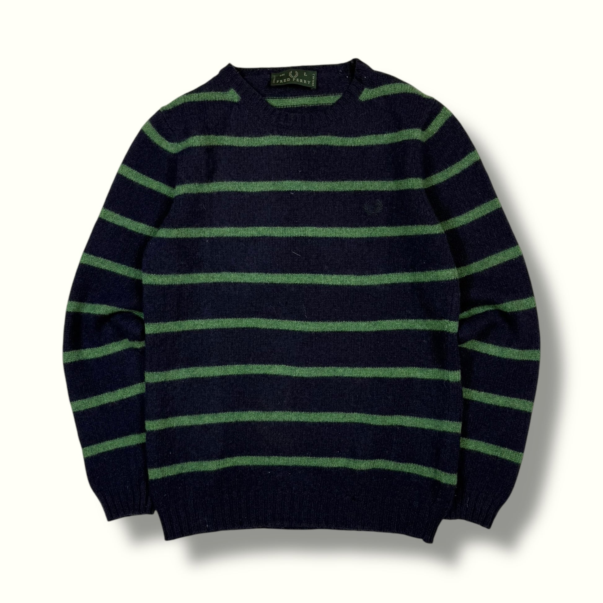 Fred perry 1990s striped knit sweater navy and green