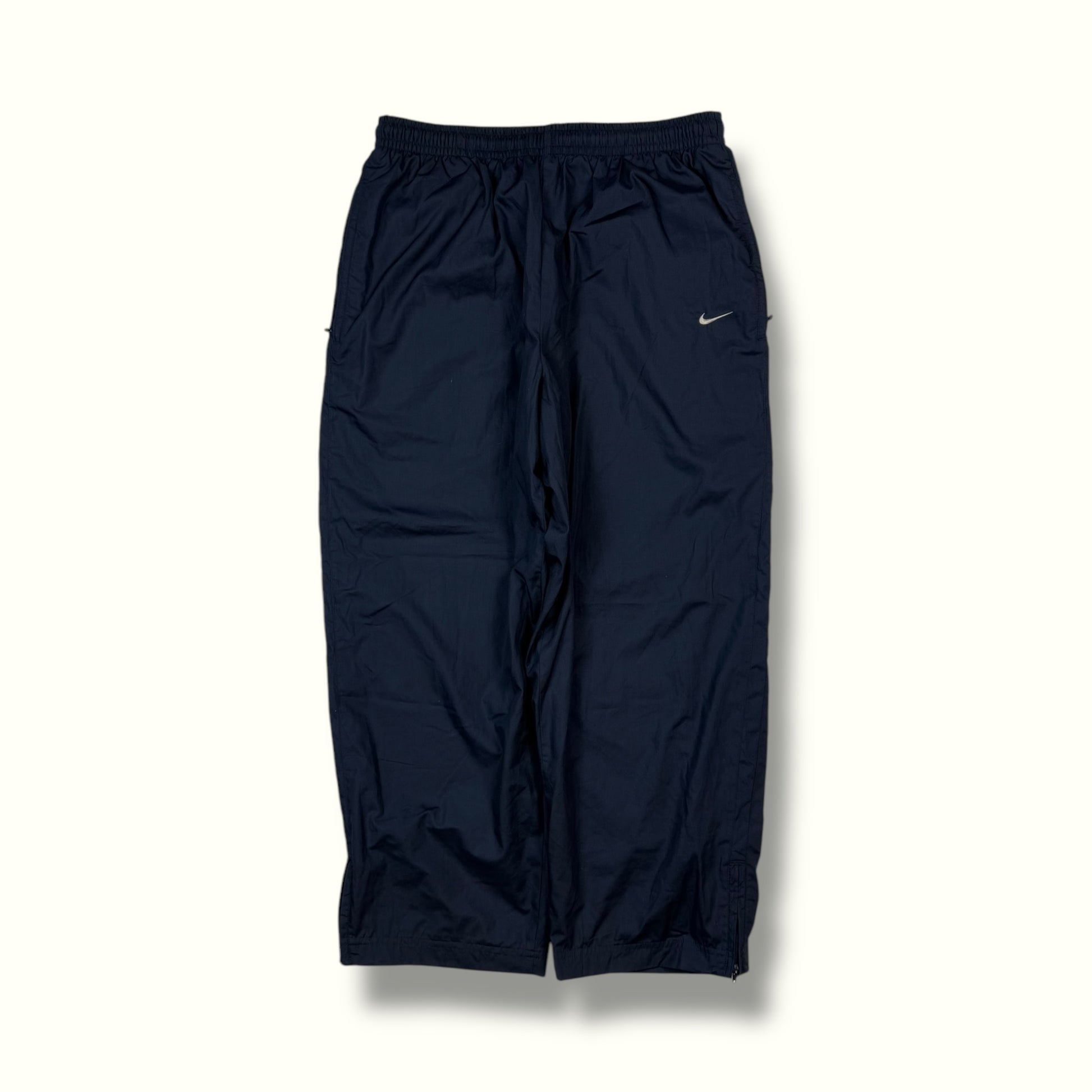 Vintage 90s nike mini swoosh baggy track pants navy blue
