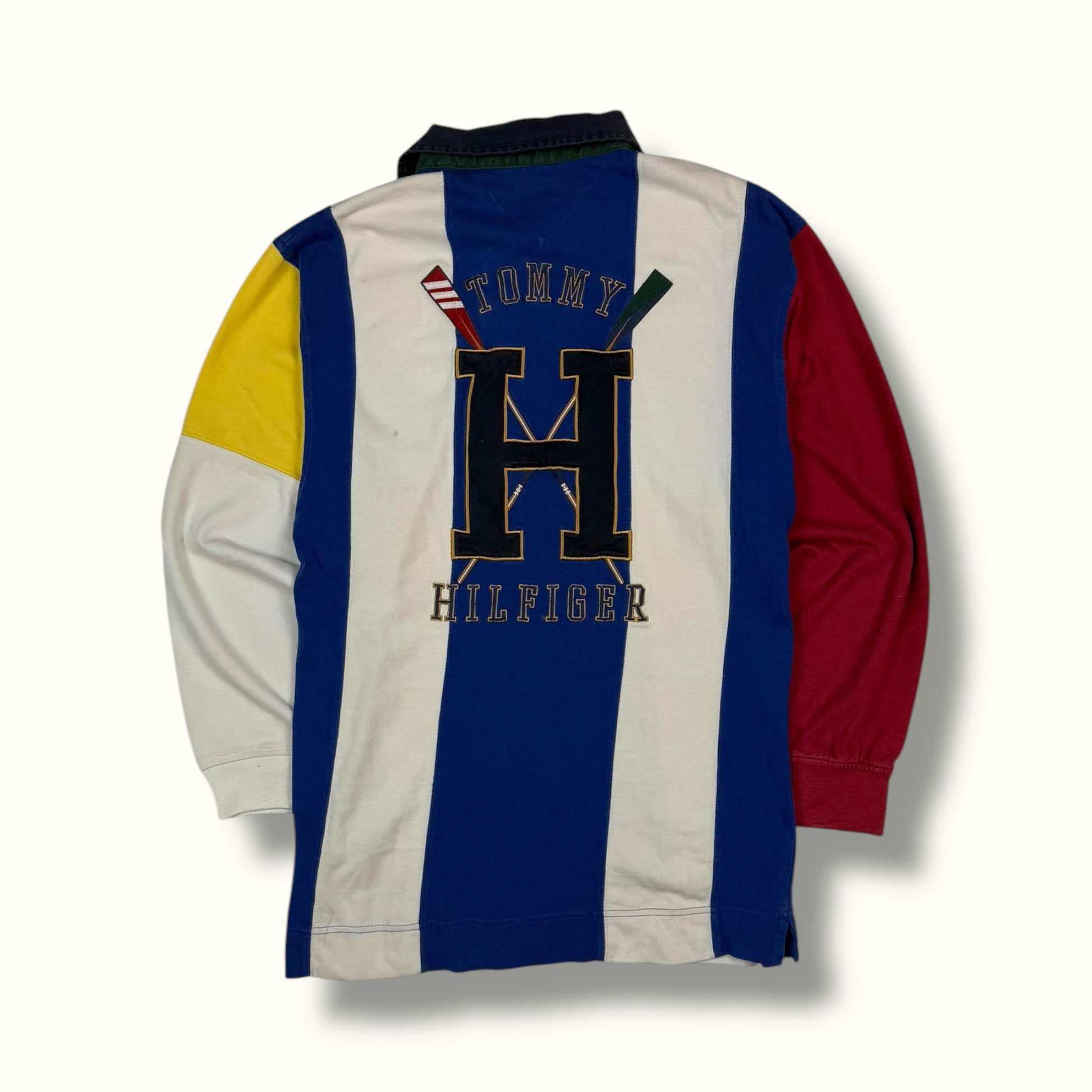 Vintage 90s Tommy Hilfiger striped rugby polo shirt