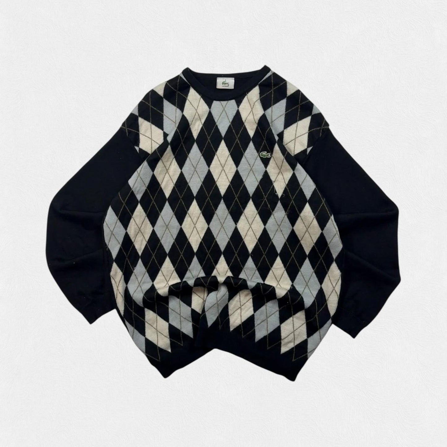Vintage Lacoste diamond check knit sweater (L)