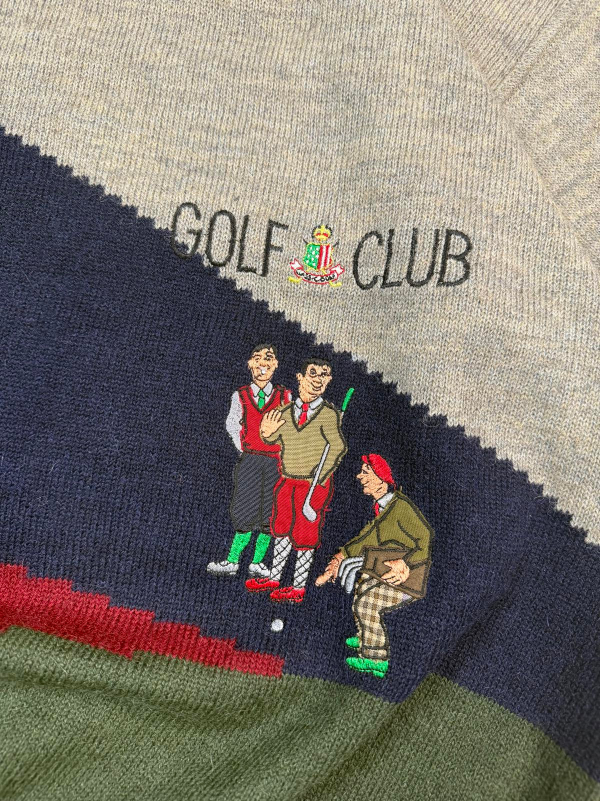 Vintage 90s Abstract golf wool knit sweater (XL)