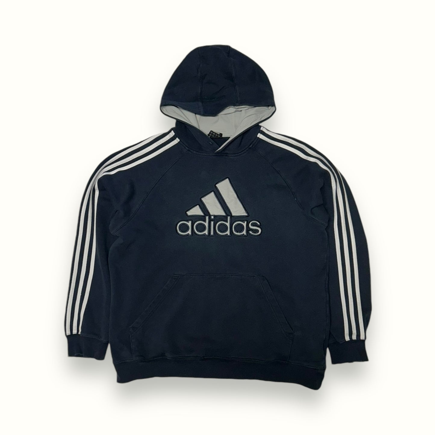 Vintage Adidas big logo hoodie navy