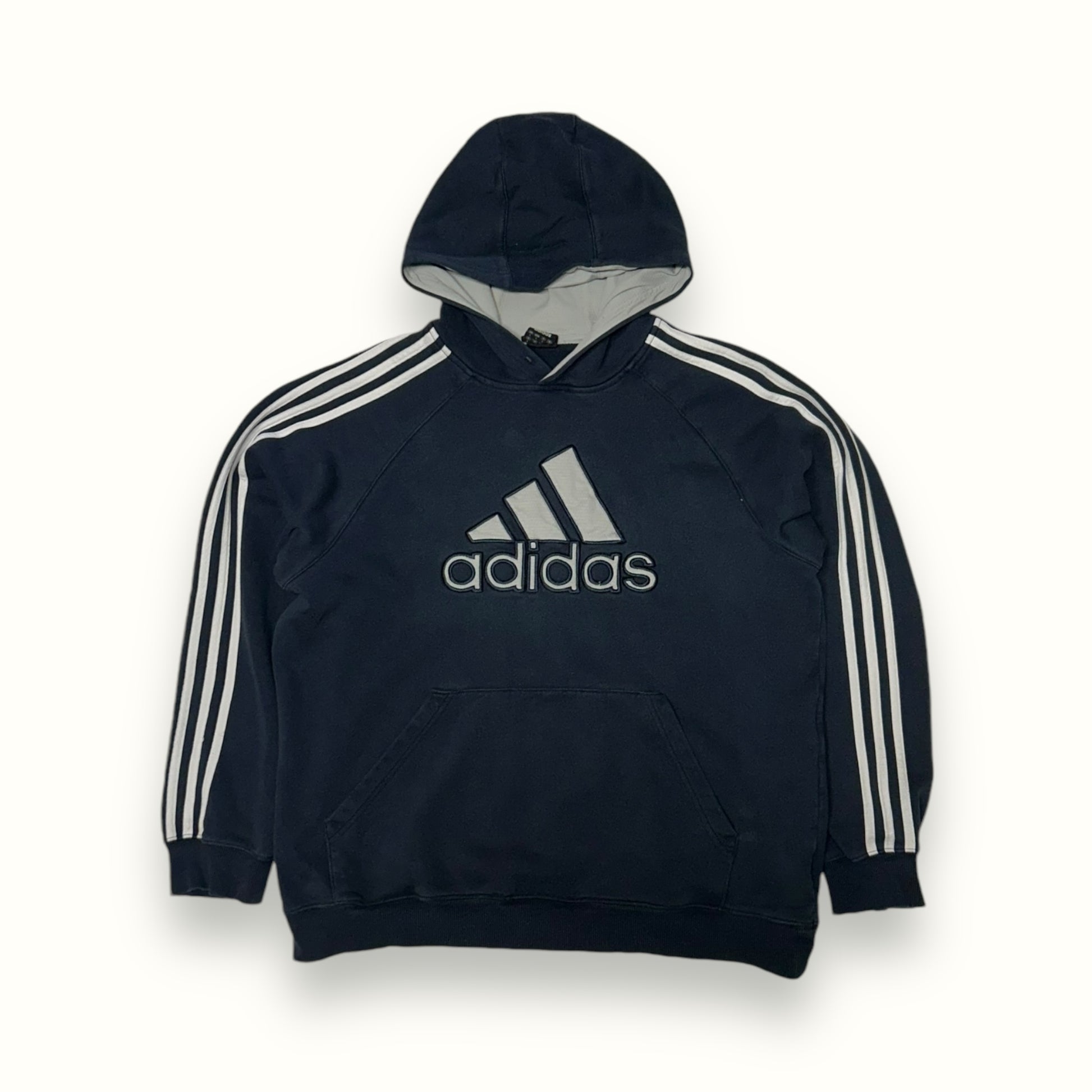 Vintage Adidas big logo hoodie navy
