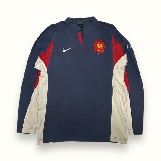France 2000s Nike rugby shirt blue M