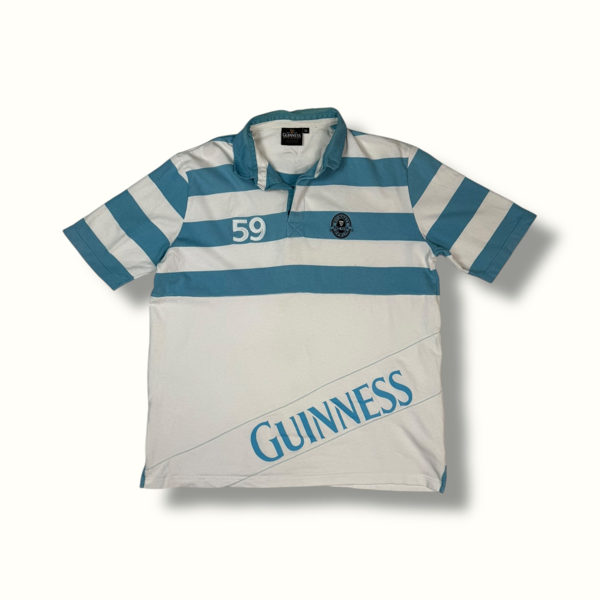 Guinness rugby shirt blue and white