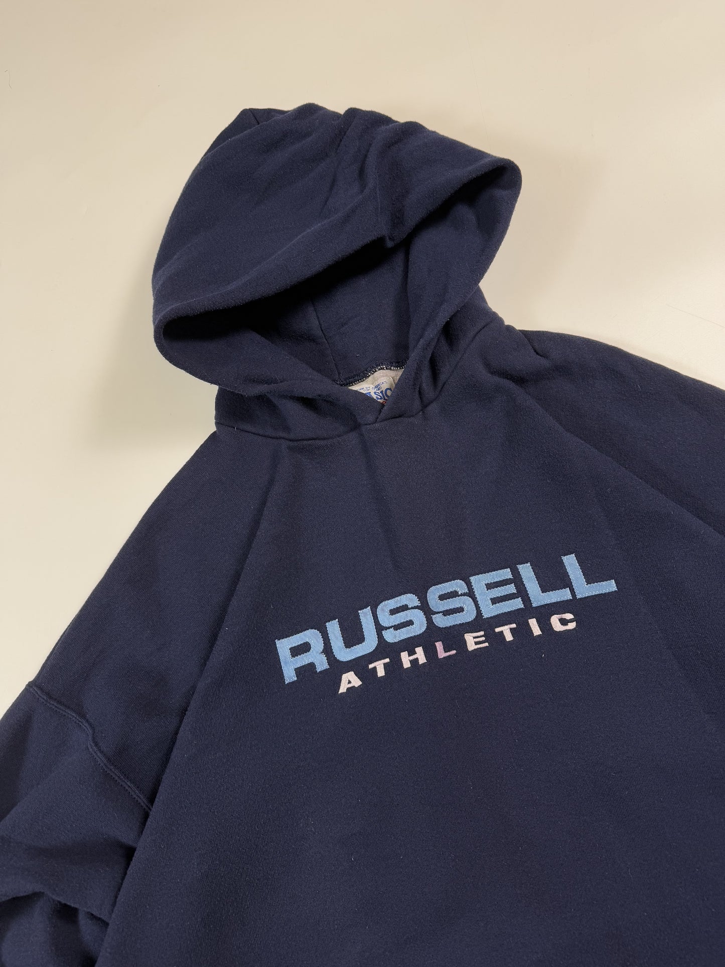 Vintage 90s Russell Athletic spell out hoodie (XL)