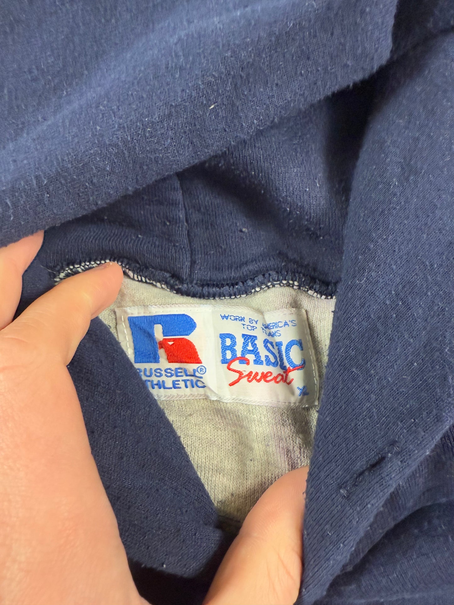 Vintage 90s Russell Athletic spell out hoodie (XL)