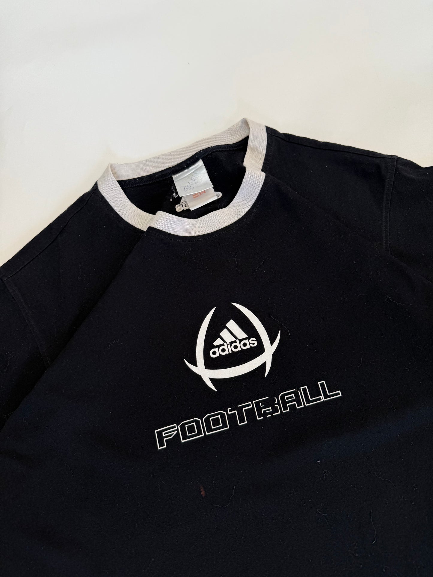 Vintage Adidas football centre logo tee (L)