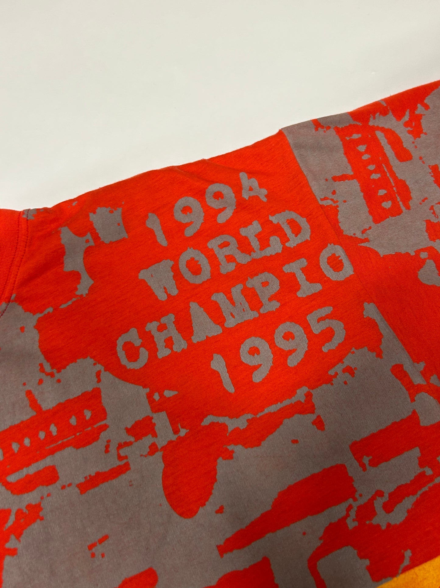 Vintage 90s Michael Schumacher world champion all over print tee (XL)