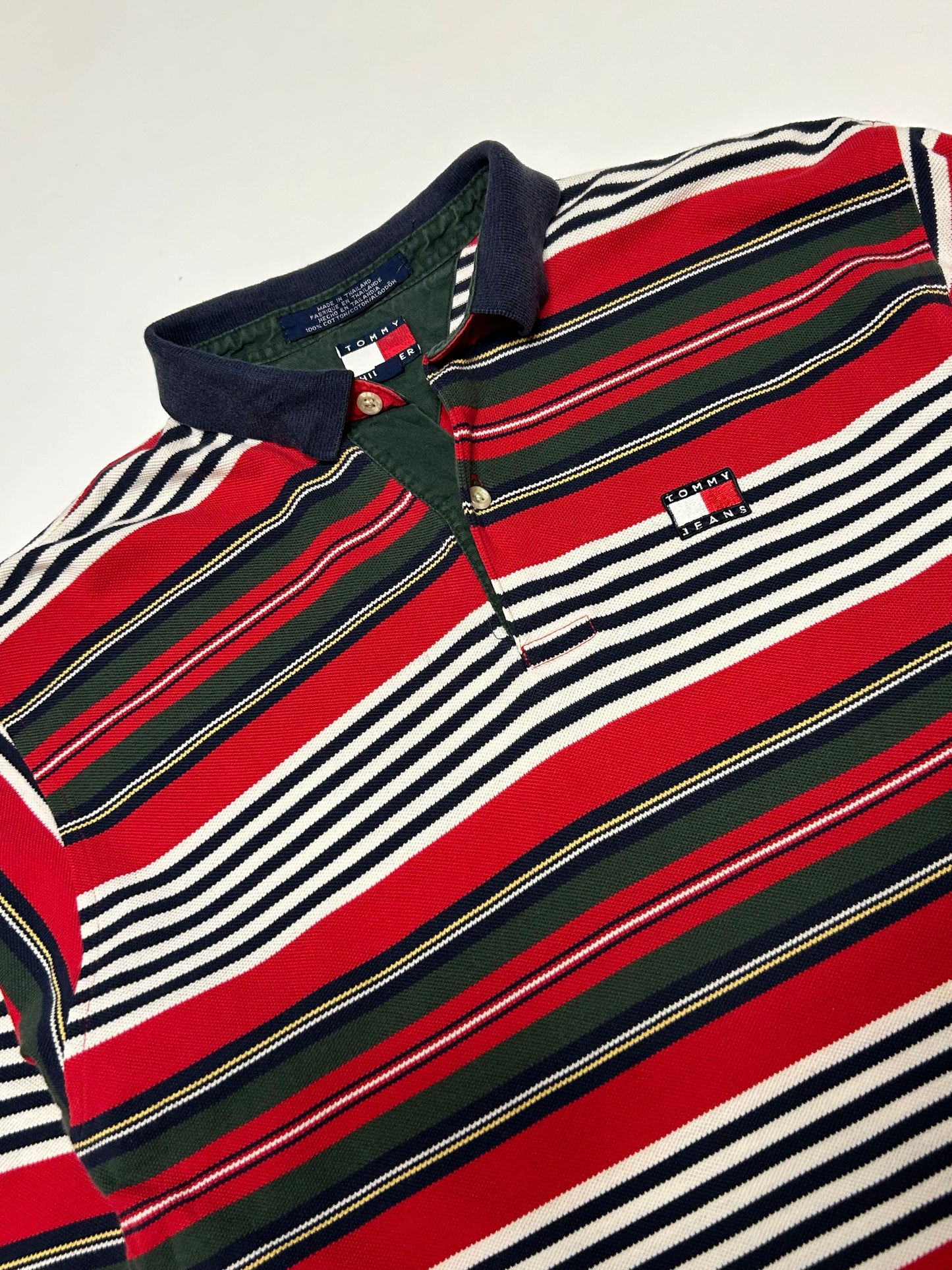 Vintage 90s Tommy Hilfiger striped polo shirt (S)