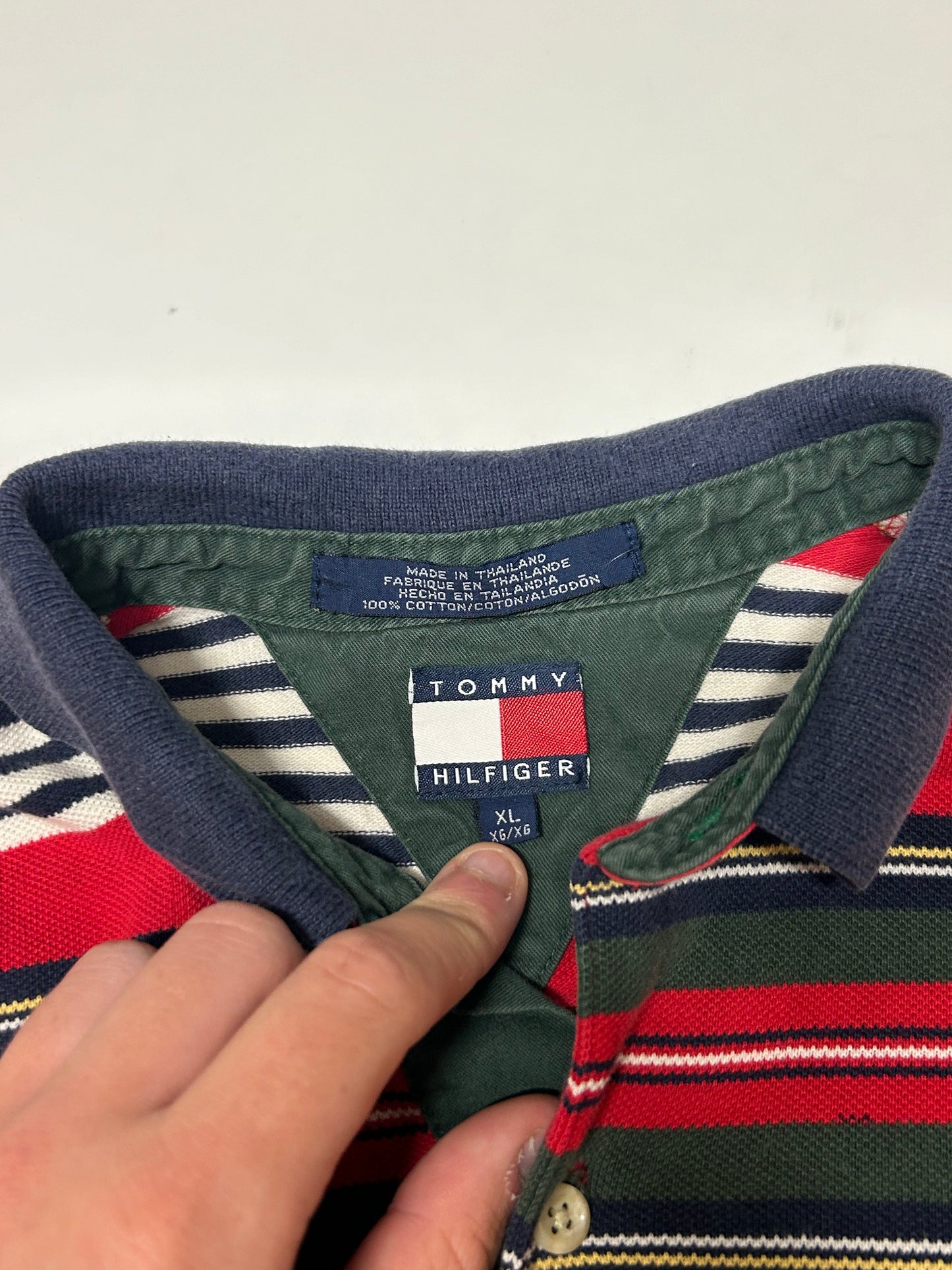 Vintage 90s Tommy Hilfiger striped polo shirt (S)