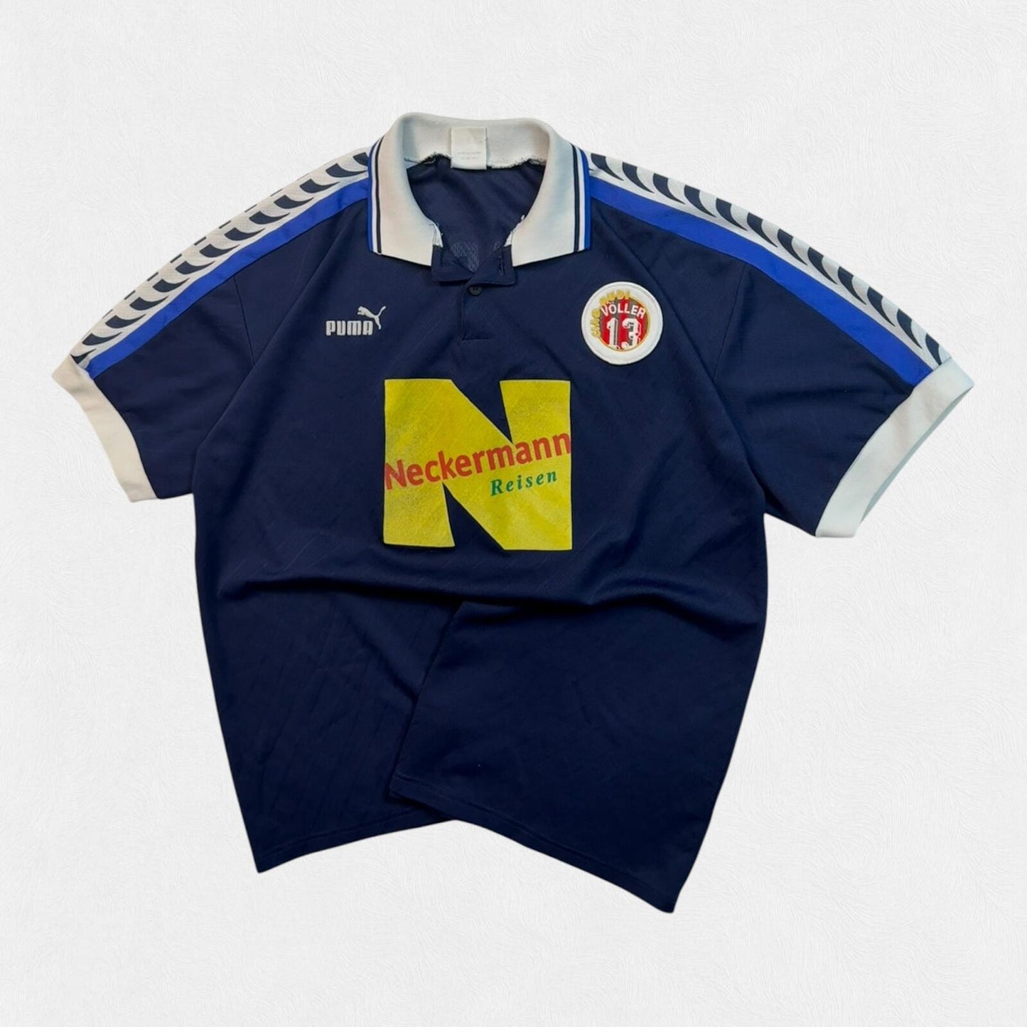 Vintage Rudi Voller 1996 Desideri match worn testimonial football shirt (XL)
