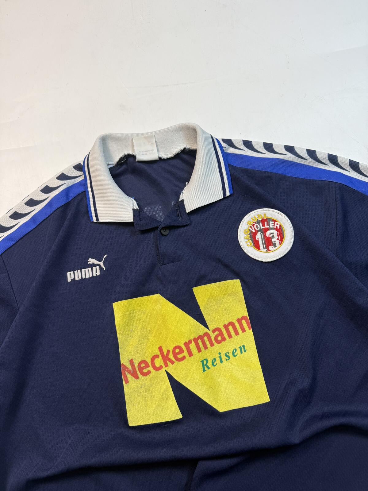 Vintage Rudi Voller 1996 Desideri match worn testimonial football shirt (XL)