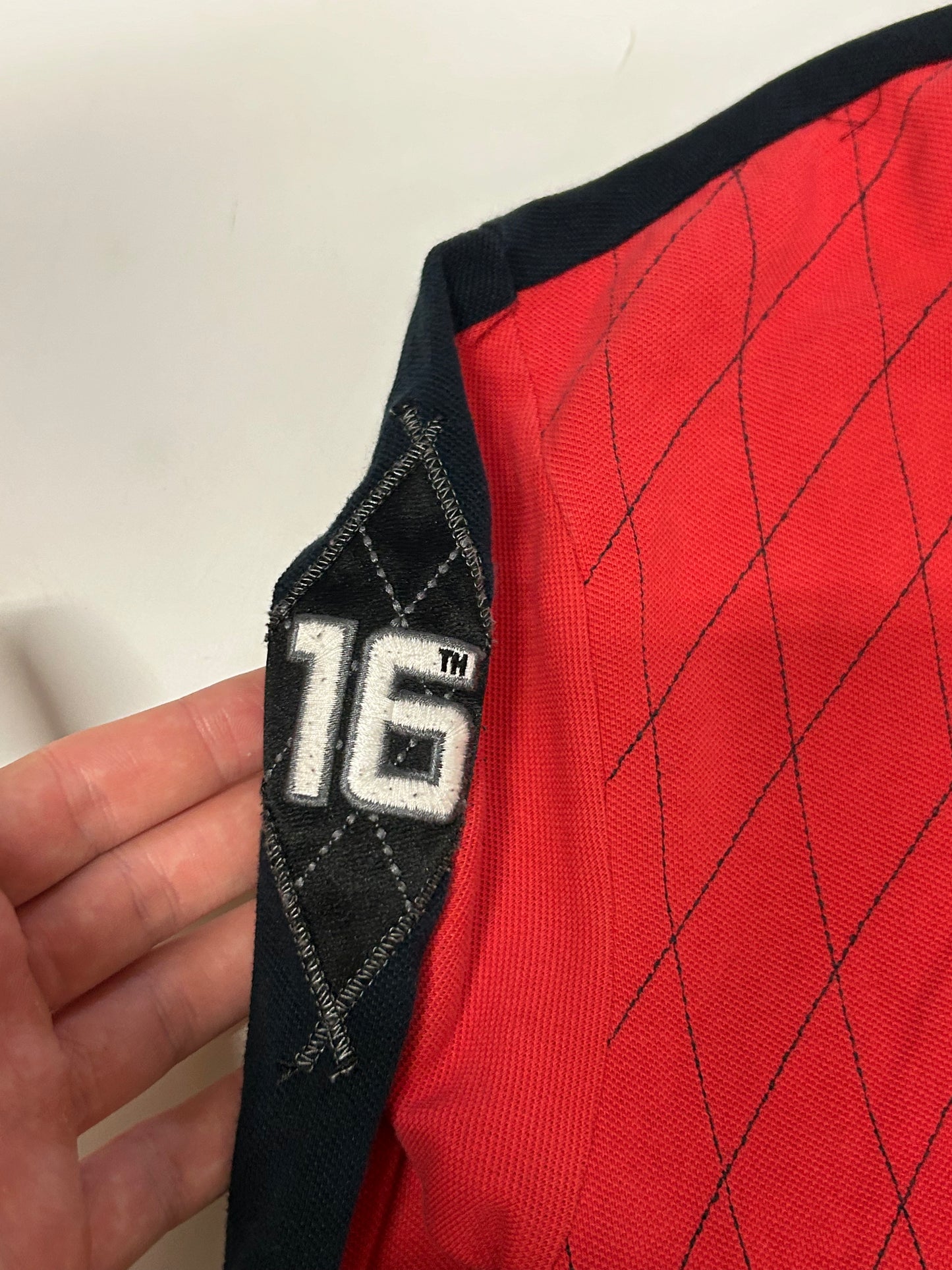 Vintage Adidas colour block long sleeve polo shirt (L)