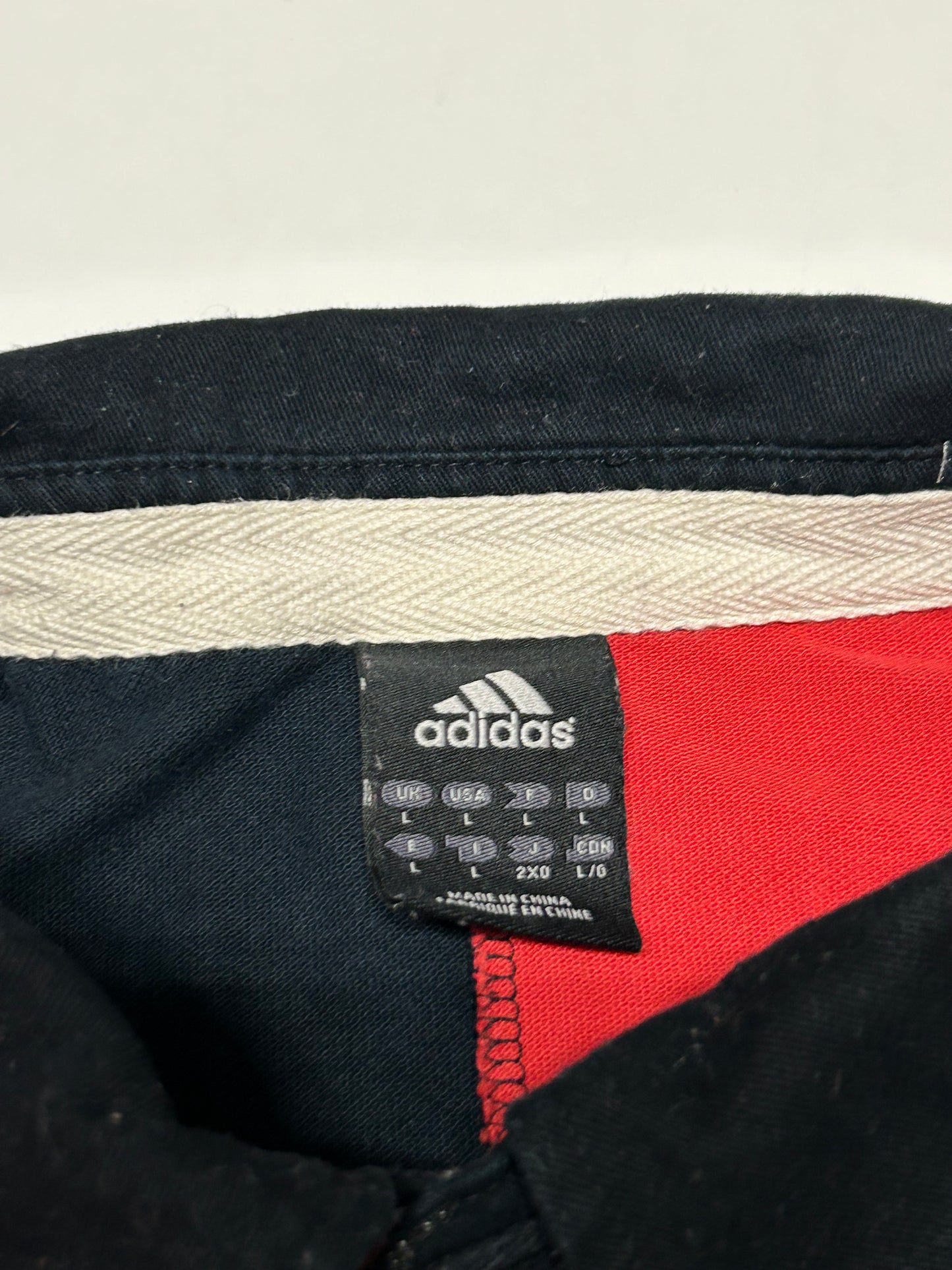 Vintage Adidas colour block long sleeve polo shirt (L)