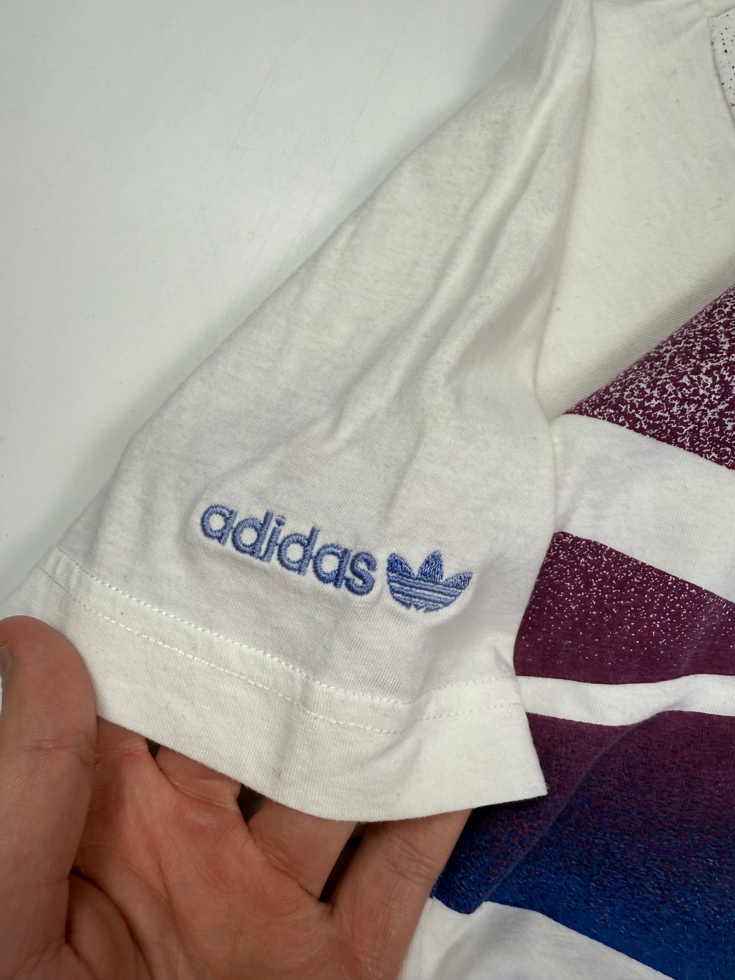 Vintage 90s Adidas originals patterned polo shirt (L)