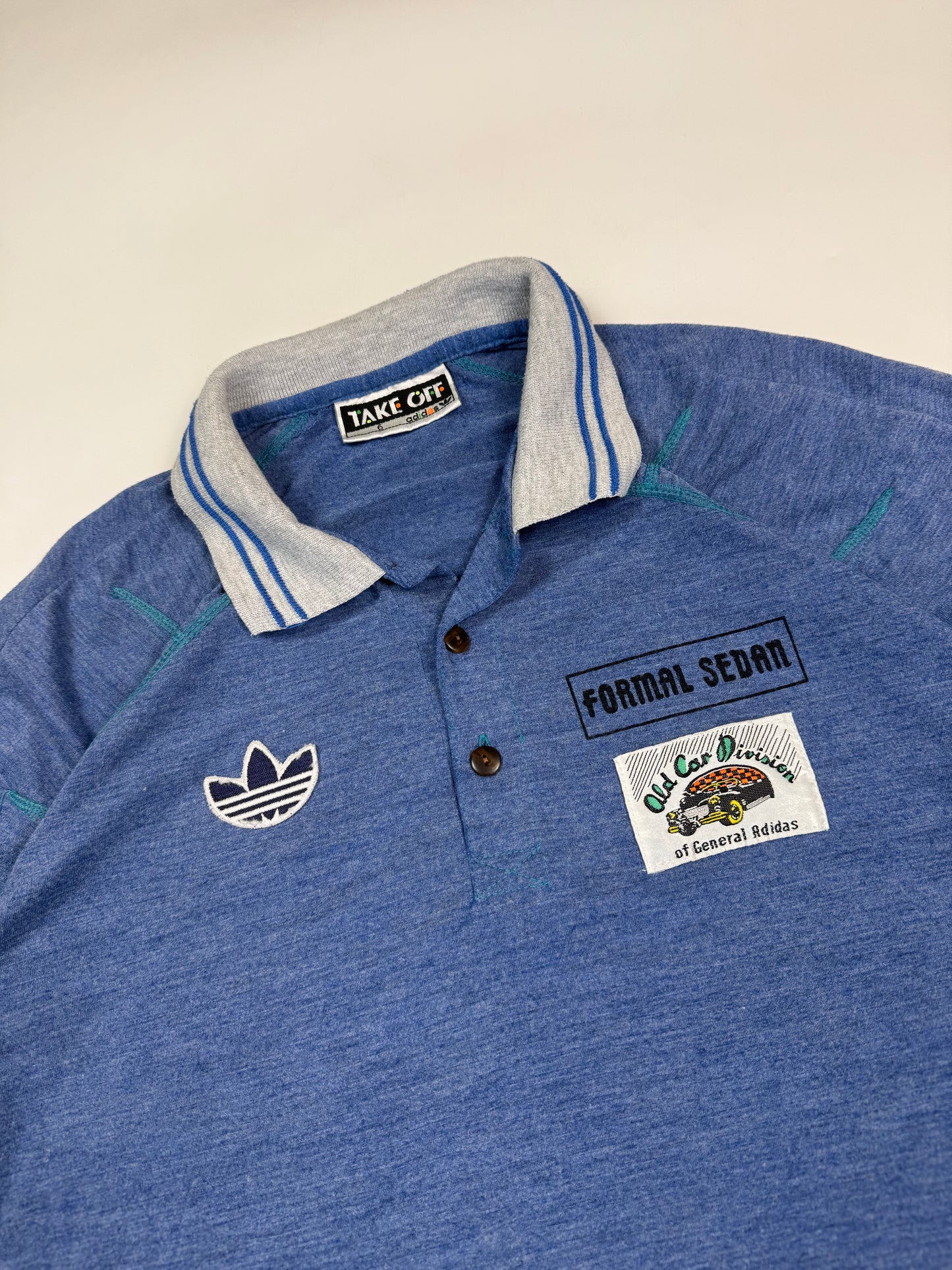 Vintage 90s Adidas Take off old car division polo shirt (M)