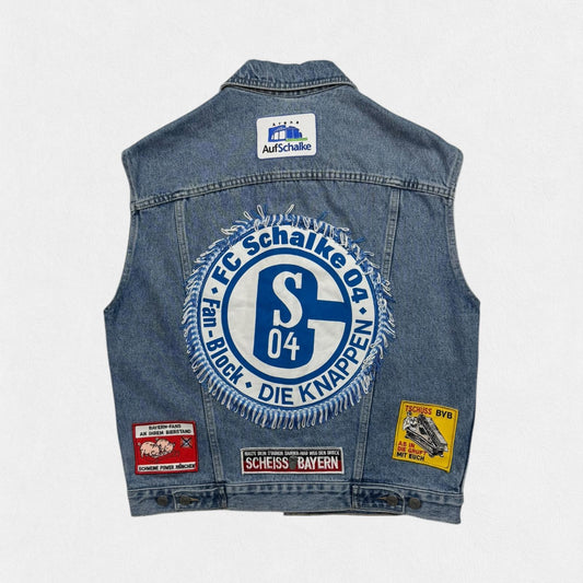 Vintage 90s Schalke Ultra denim vest jacket (M)