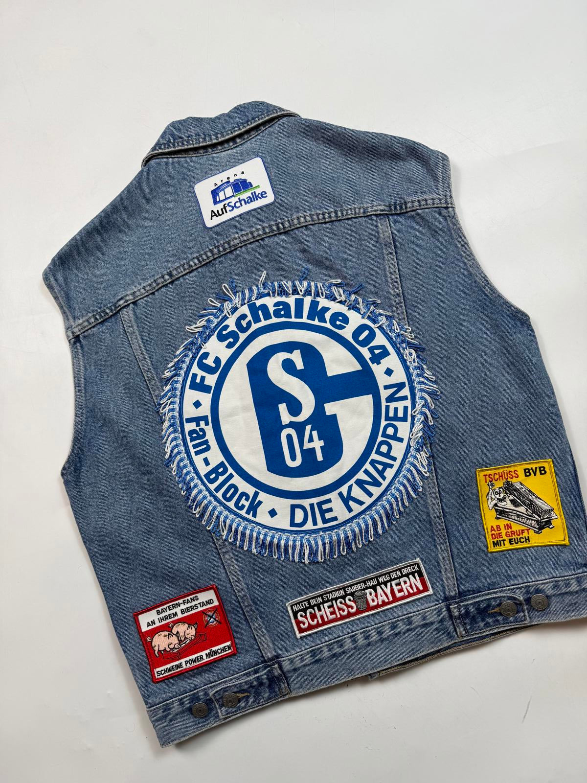 Vintage 90s Schalke Ultra denim vest jacket (M)
